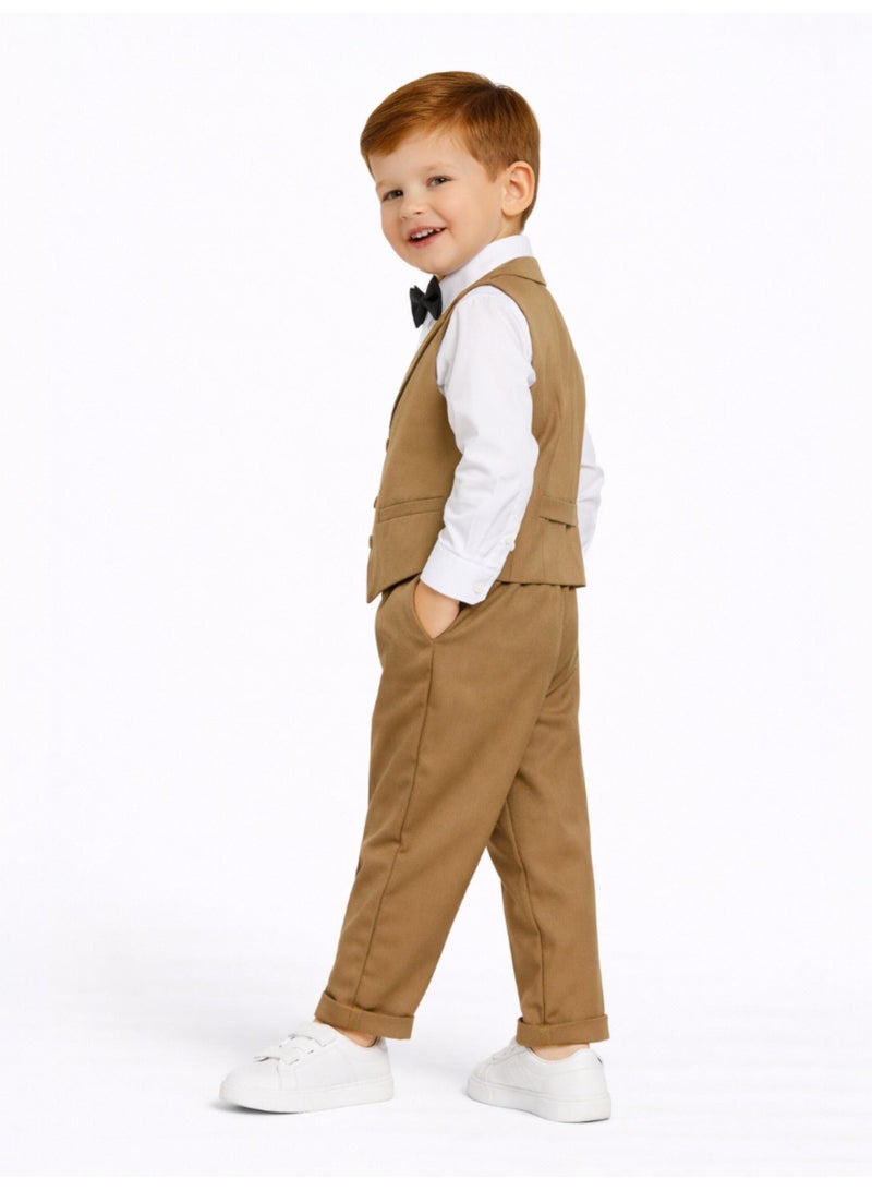 victor and jane Brown Waistcoat, Shirt, Trousers & Bow Tie Set (3 Years–8 Years) - Image 5